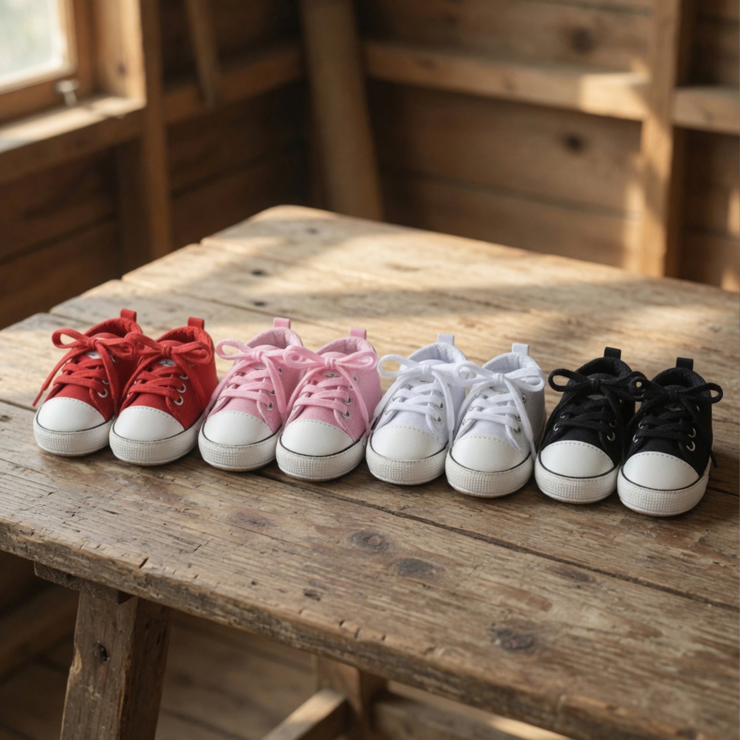 Canvas Baby Basketball Sneakers - Non-Slip Rubber Sole First Walkers (0-18M)