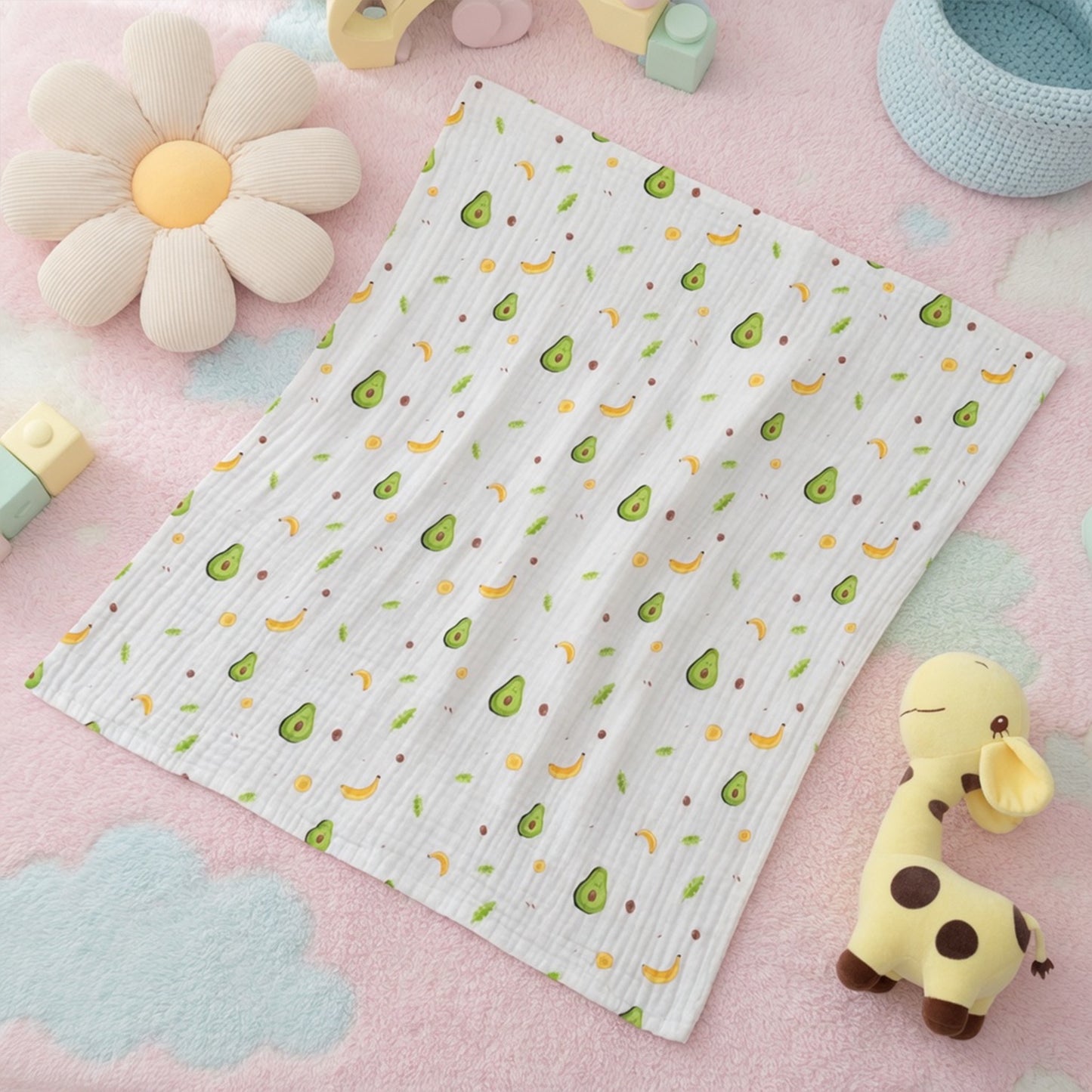 Cotton Muslin Baby Swaddle Blanket - Breathable Printed Newborn Wrap - Soft Multi-use Bath Towel for Infants