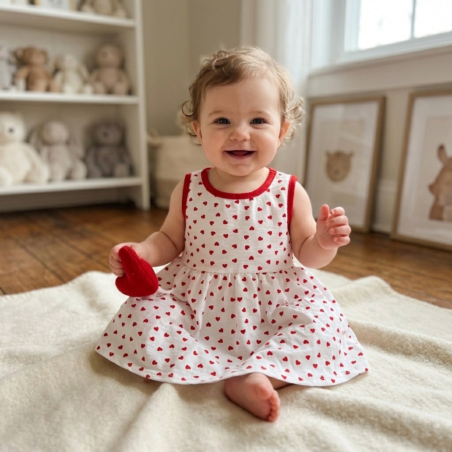 Newborn Girl Sleeveless Printed Dress - Casual Princess Style Clothing - Fashionable Baby Girl Leisure Outfits