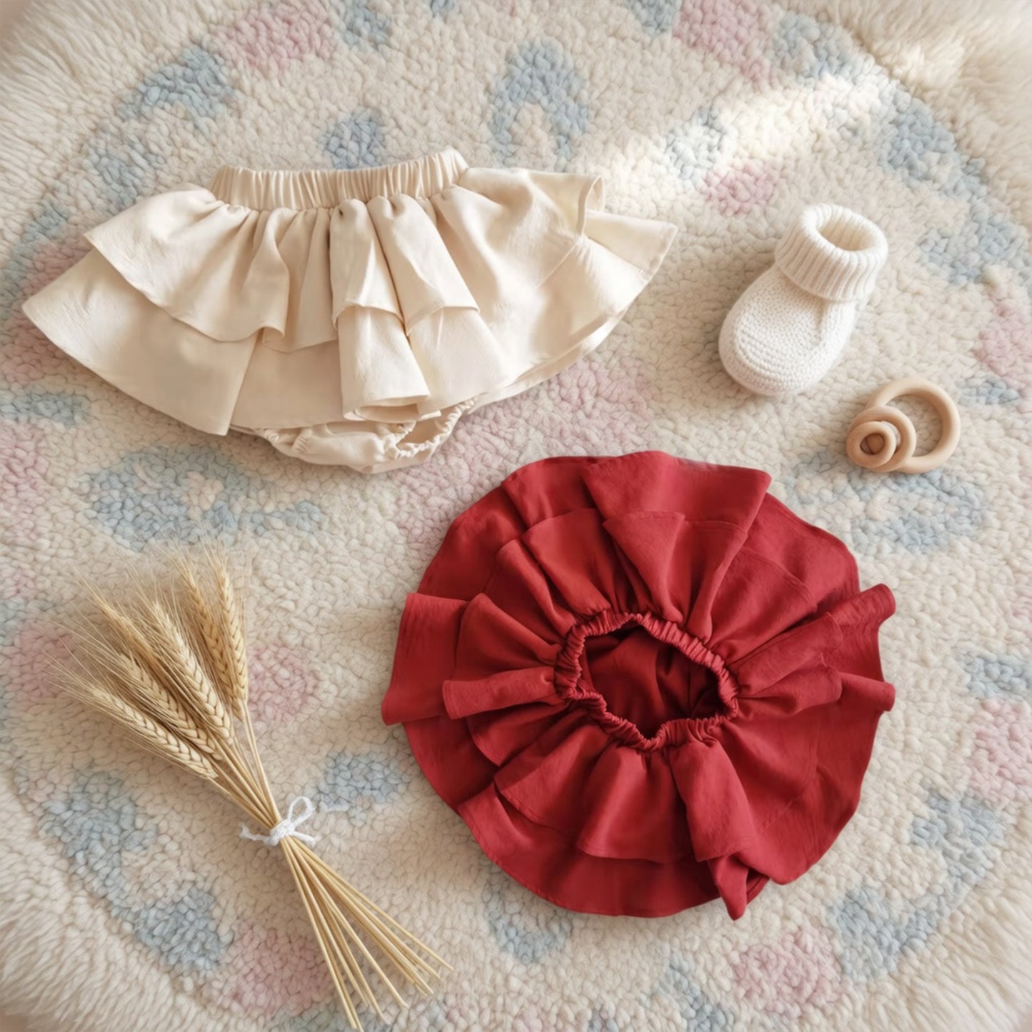 Double Layer Ruffle Lace Baby Skirt - Cotton Linen Toddler Pettiskirt - Casual and Wedding Clothing