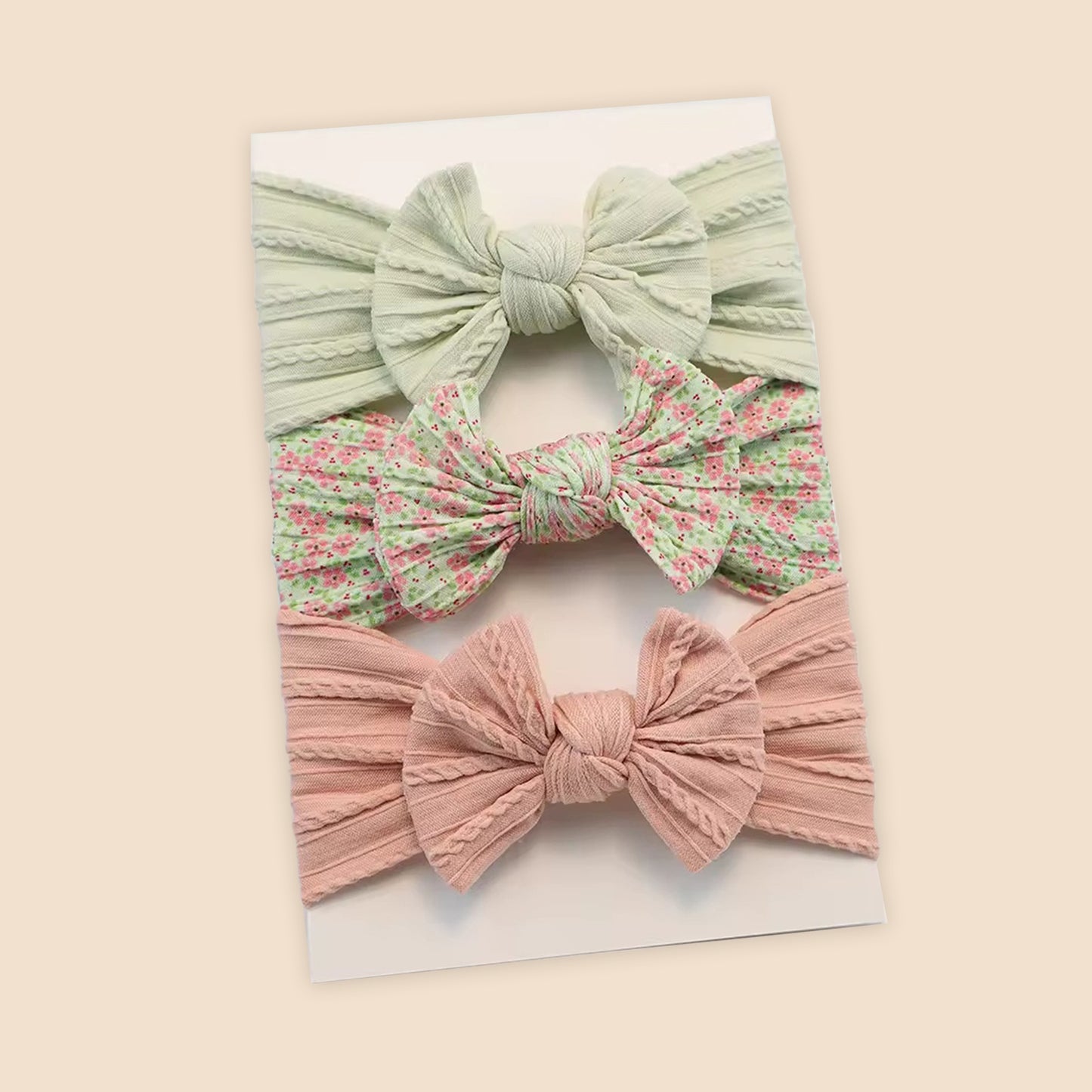 3-Piece Baby Girl Headband Set - Soft Elastic Bow Hair Bands - Newborn Turban & Hair Accessories Gift Pack