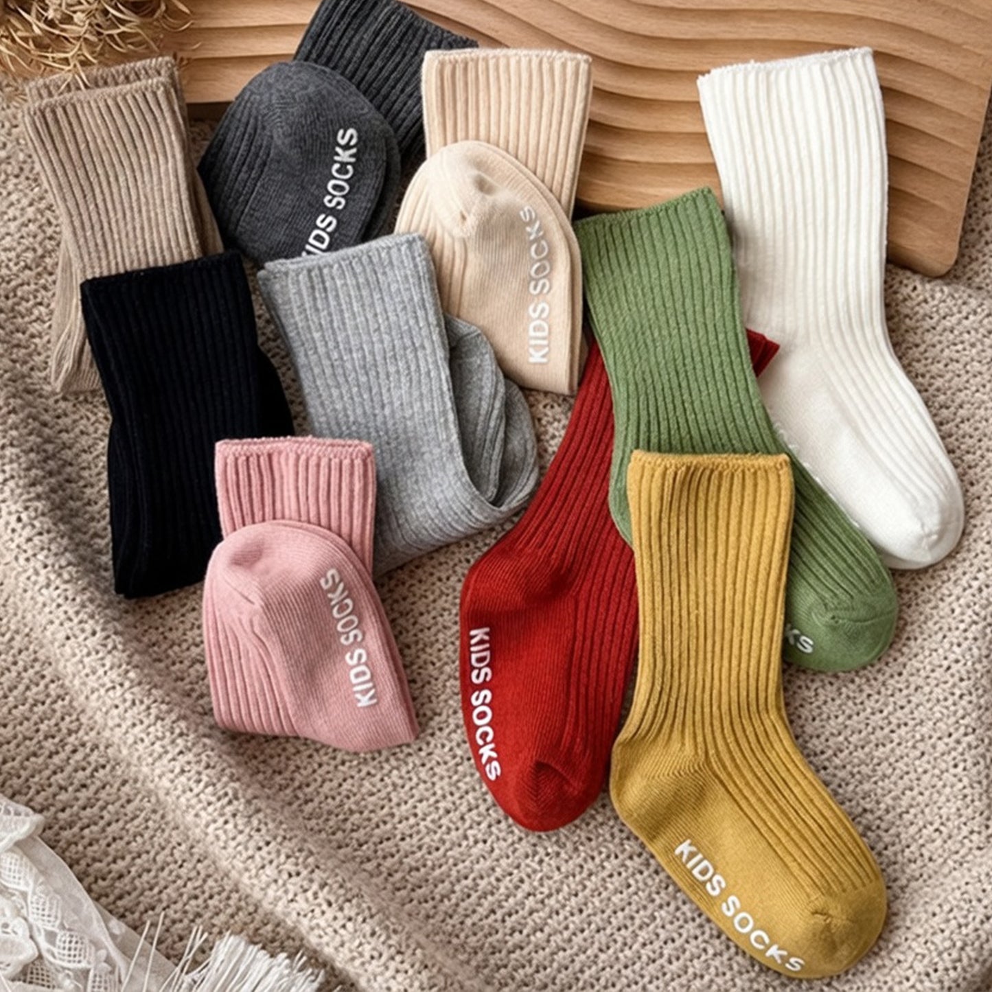Non-Slip Baby Cotton Striped Socks (3 Pairs) - Secure Rubber Grips for Toddlers (0-3Y)