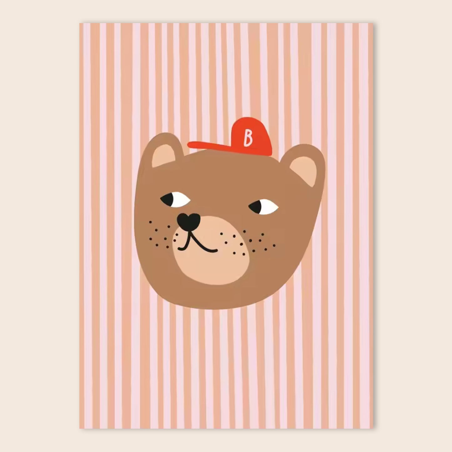 Cute Animal Red Polka Dots Canvas Painting - Cat Fox Dog Horse Bunny Posters - Kids Nursery Wall Home Decor