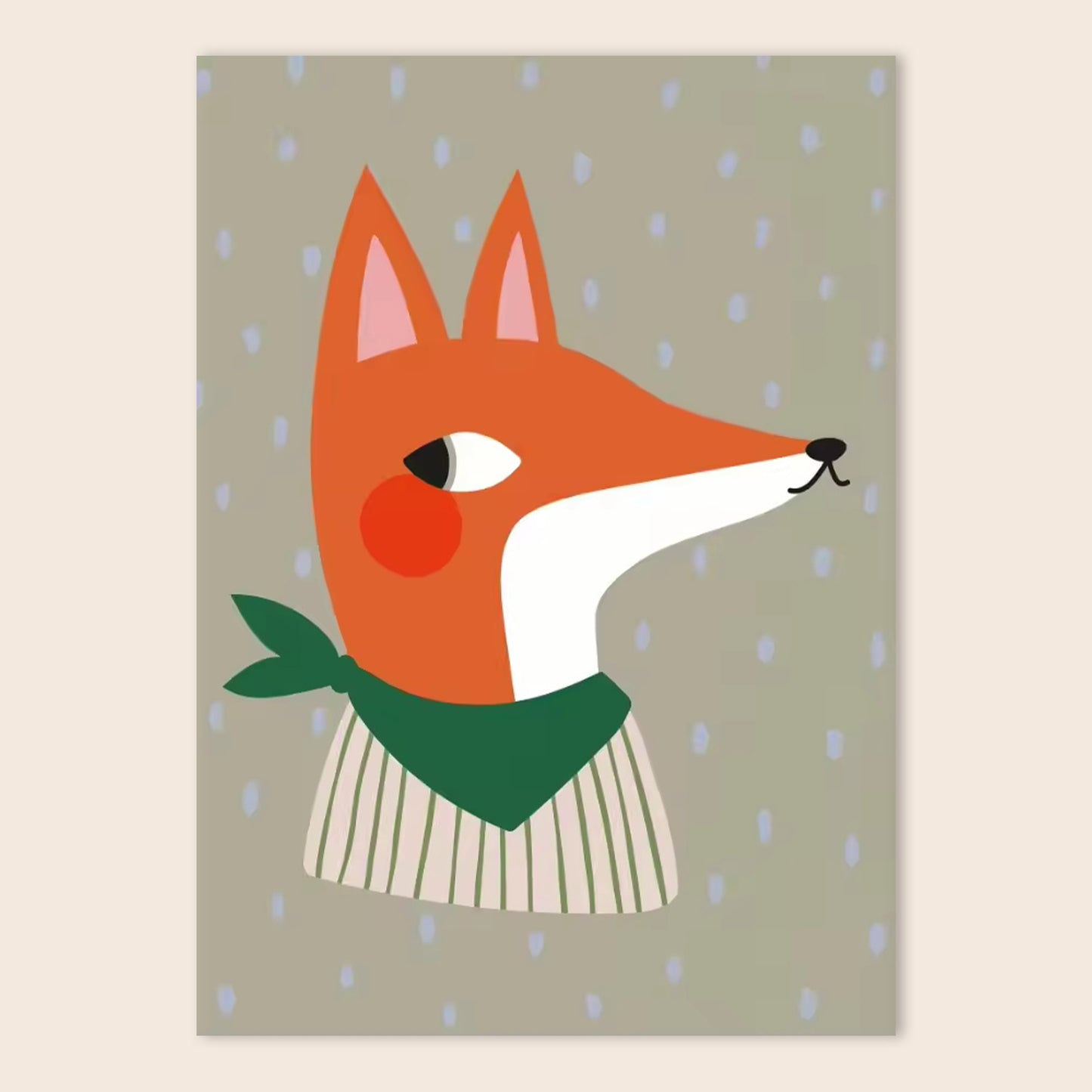 Cute Animal Red Polka Dots Canvas Painting - Cat Fox Dog Horse Bunny Posters - Kids Nursery Wall Home Decor