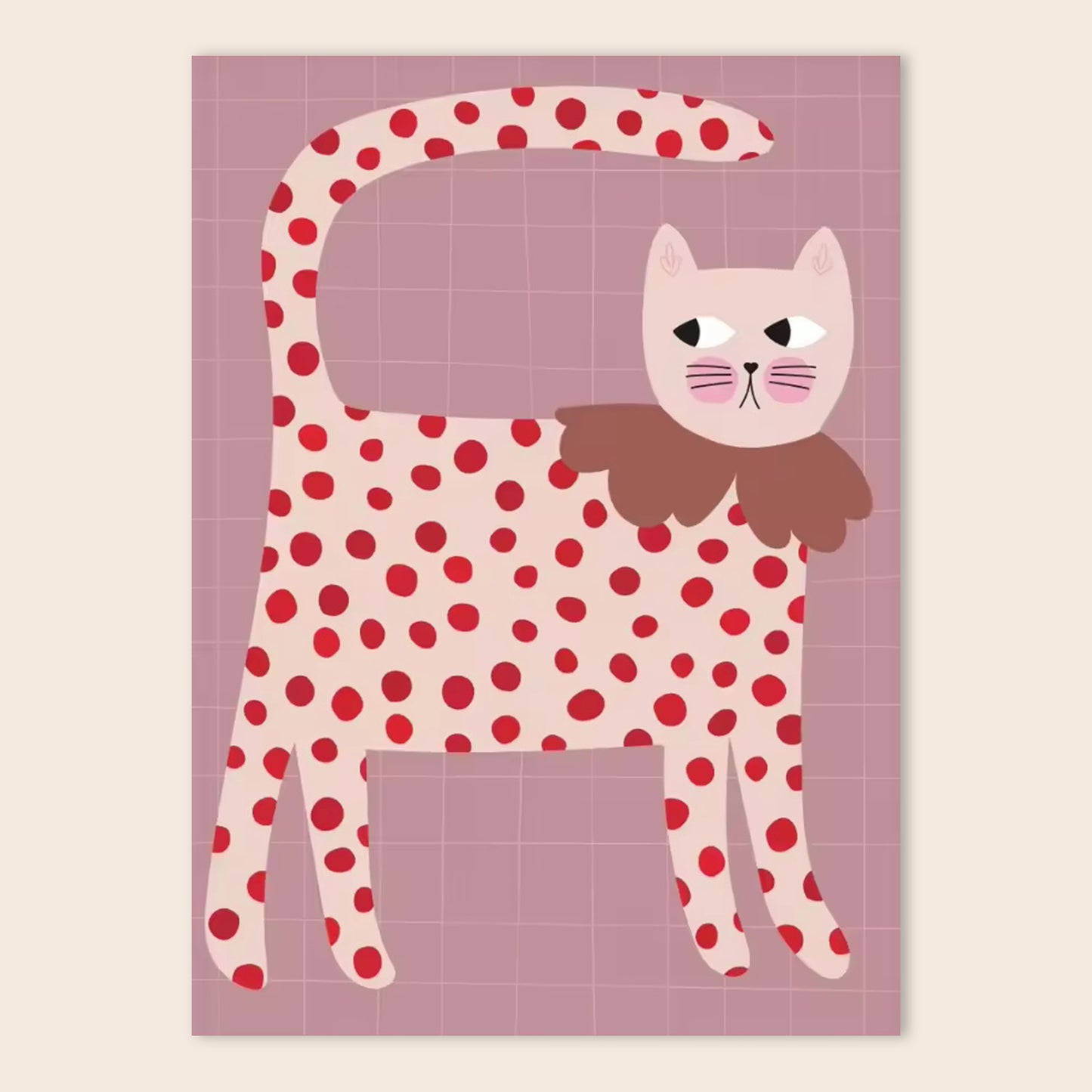 Cute Animal Red Polka Dots Canvas Painting - Cat Fox Dog Horse Bunny Posters - Kids Nursery Wall Home Decor