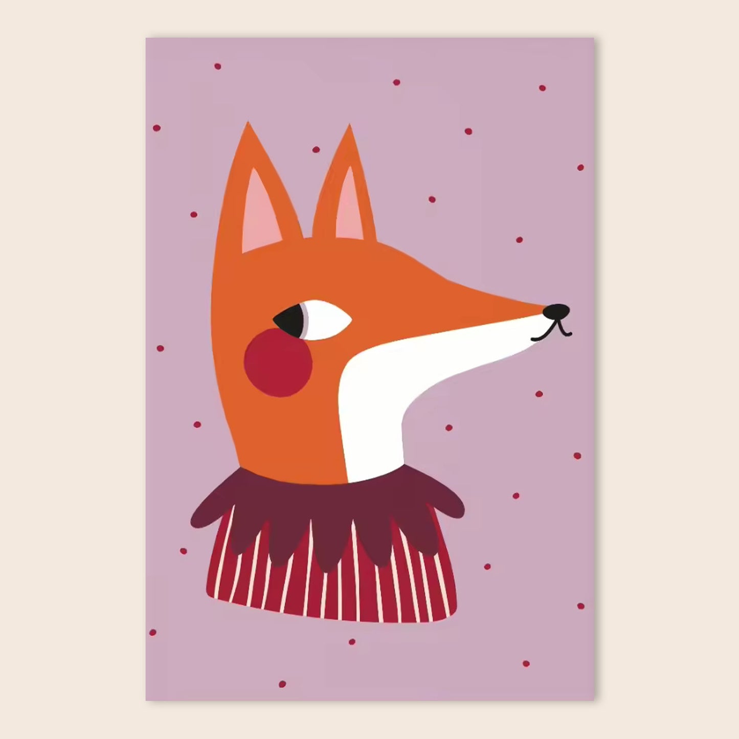 Cute Animal Red Polka Dots Canvas Painting - Cat Fox Dog Horse Bunny Posters - Kids Nursery Wall Home Decor