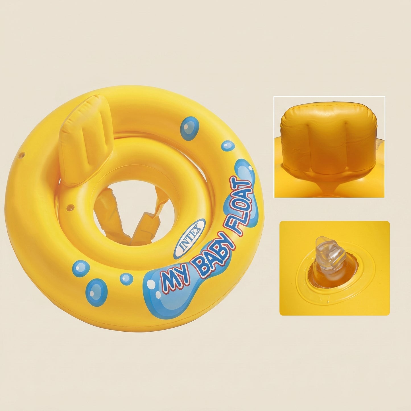 Inflatable Baby Pool Float with Wheels - Cute Summer Swim Ring for 2-5 Years Old - Portable Bathtub Swimming Seat