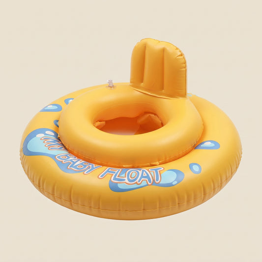 Inflatable Baby Pool Float with Wheels - Cute Summer Swim Ring for 2-5 Years Old - Portable Bathtub Swimming Seat