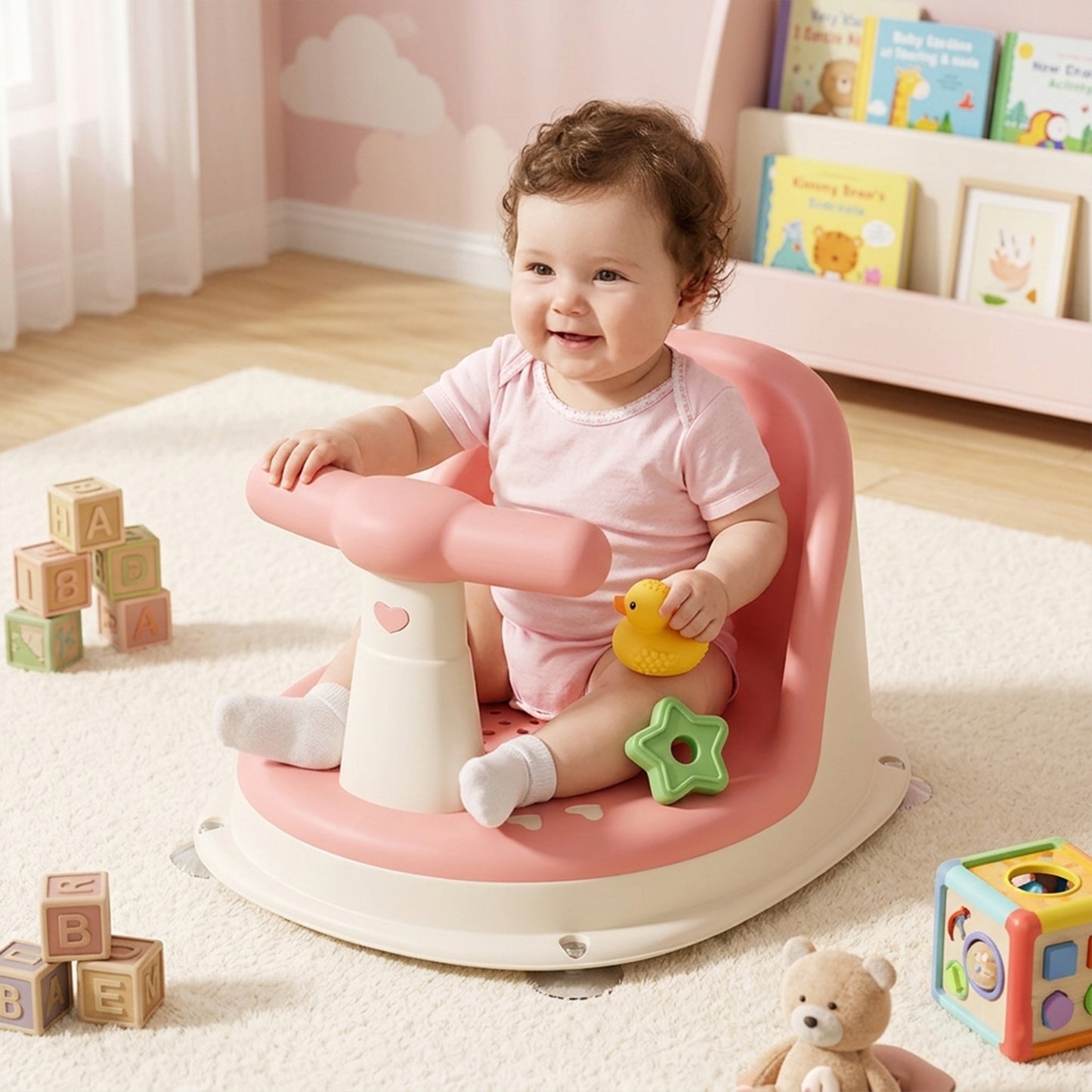 Portable Newborn Shower Seat - Ergonomic Baby Bath Support Stand - Durable ABS Bathtub Growth Accessories