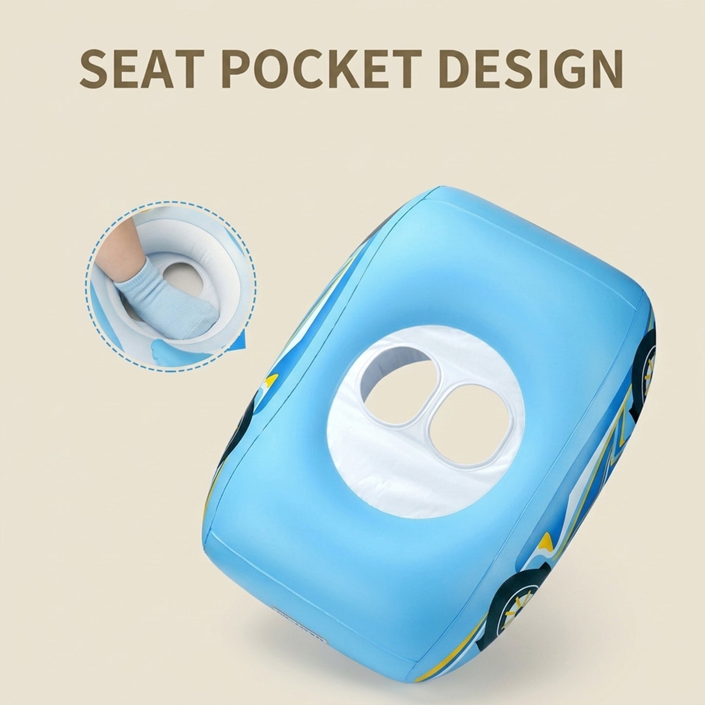 Kids Car Swimming Seat Float Ring - Inflatable Baby Boat with Canopy - Safety Summer Water Toy for Pools & Beaches