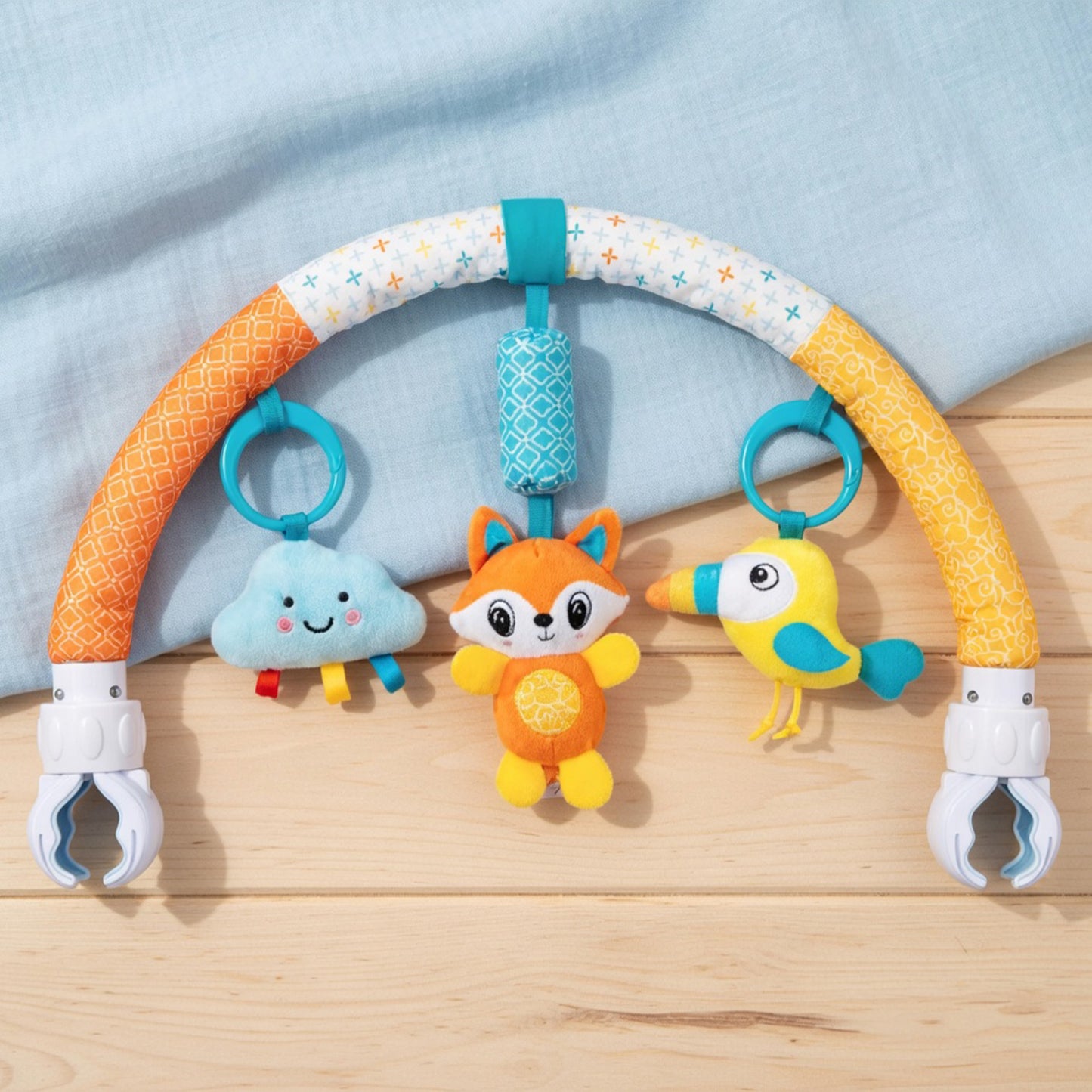 Adjustable Baby Stroller Arch Toy - Universal Sensory Activity Bar with Play Bells - Safe Hanging Toy for Car Seats, Bouncers & Cribs