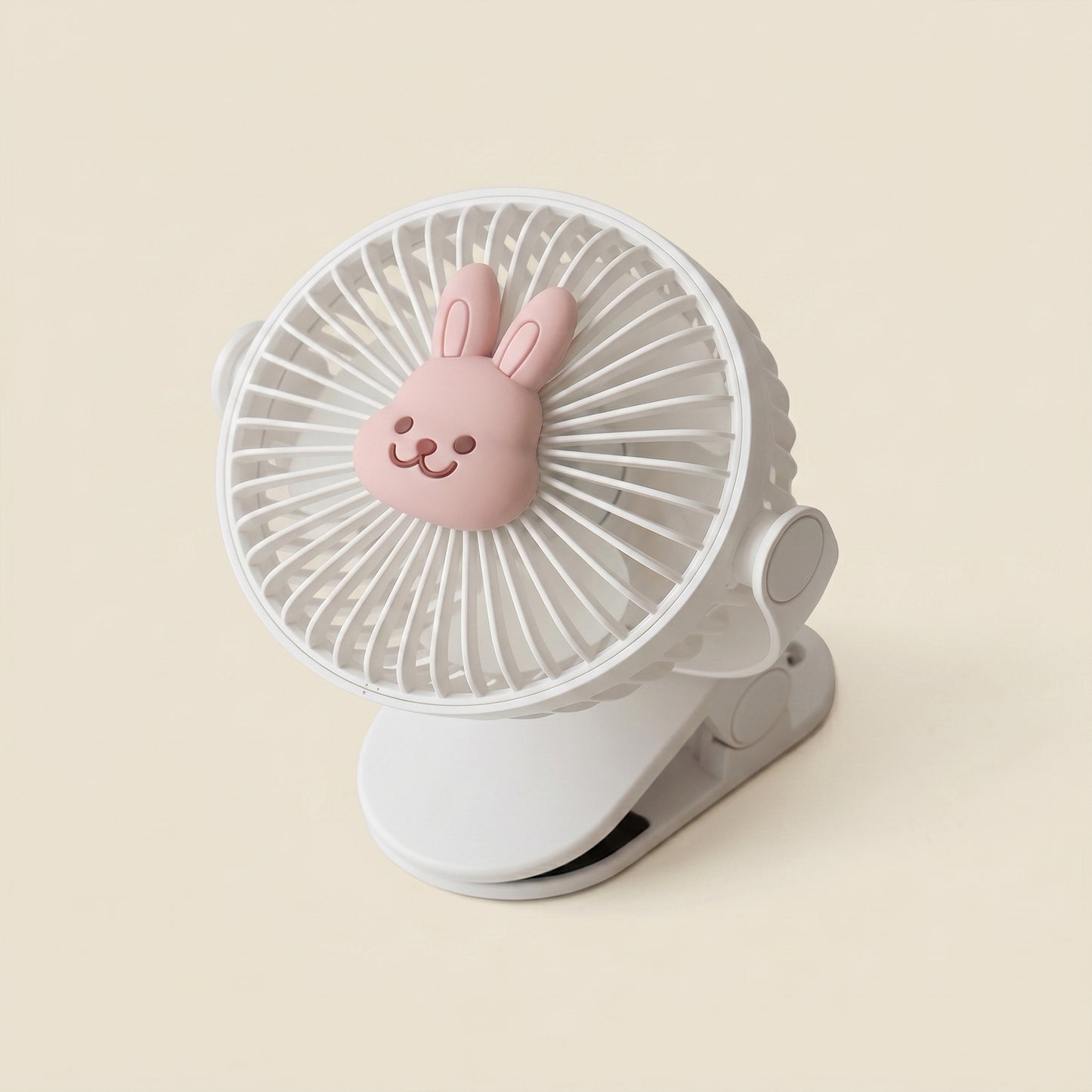 Korean Baby Stroller Fan - Cute Bear & Bunny Clip-On Fan - Portable 3-Speed USB Rechargeable Electric Fan for Outdoor Travel