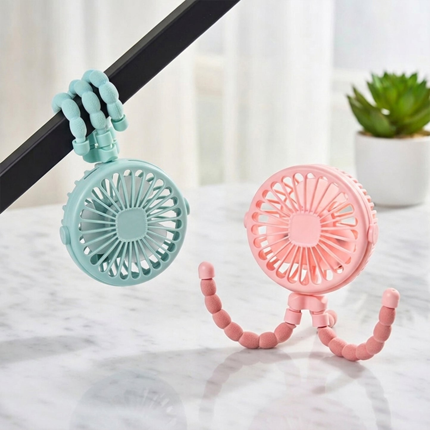 Multi-Functional Baby Stroller Fan - Bladeless Silent Portable Cooler - Rechargeable USB Folding Fan for Home & Travel
