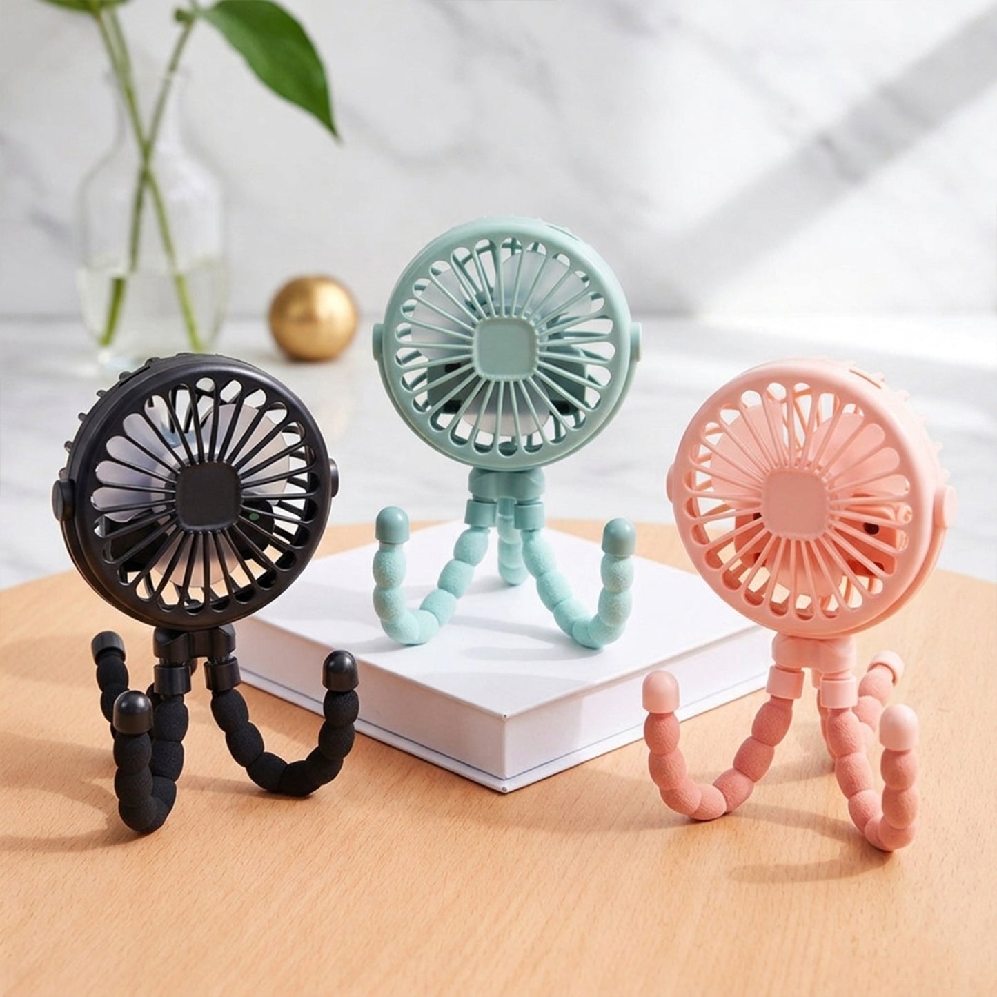 Multi-Functional Baby Stroller Fan - Bladeless Silent Portable Cooler - Rechargeable USB Folding Fan for Home & Travel