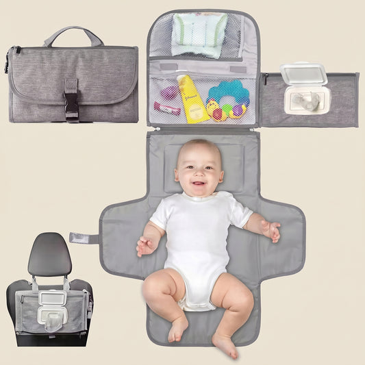 All-in-One Baby Changing Station - Portable Travel Diaper Pad with Storage Pockets - Waterproof & Foldable Kit