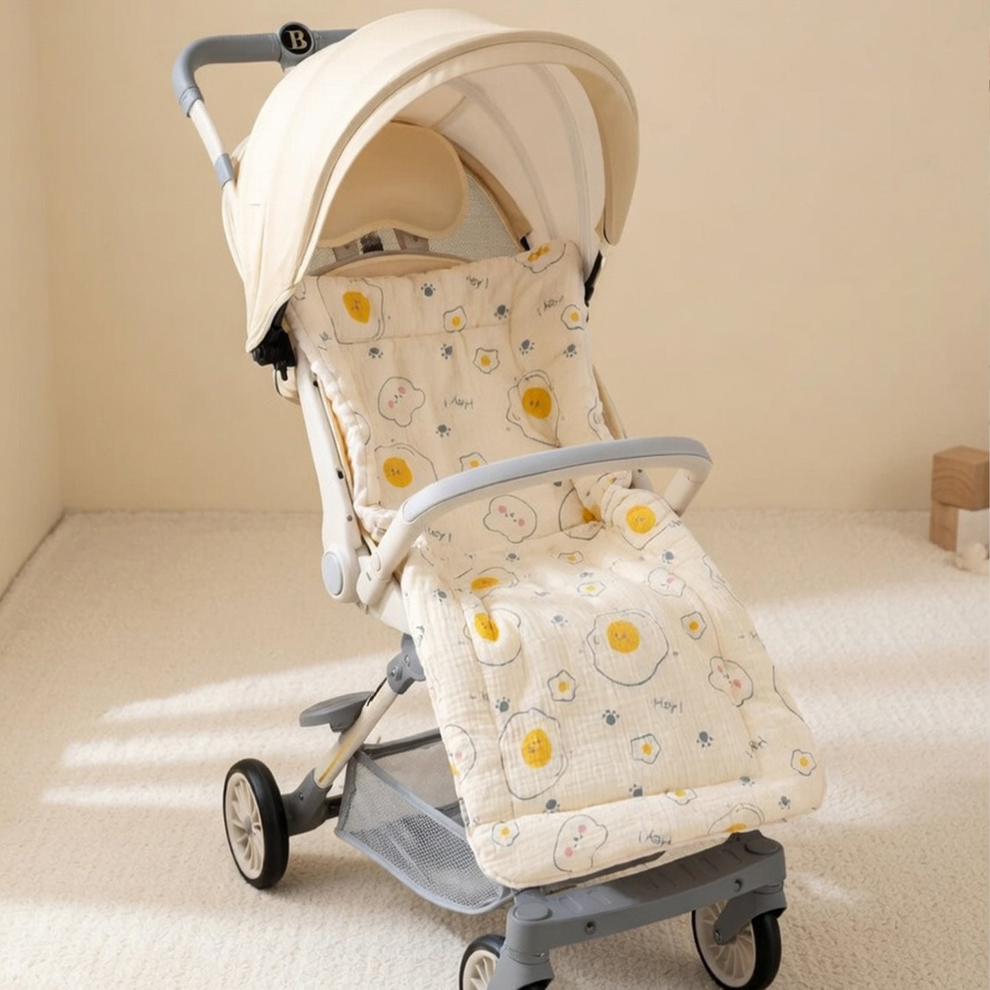 Cartoon Bear Baby Stroller Seat Cushion - Soft Cotton Newborn Car Seat Pad - Universal Infant Pushchair Mattress