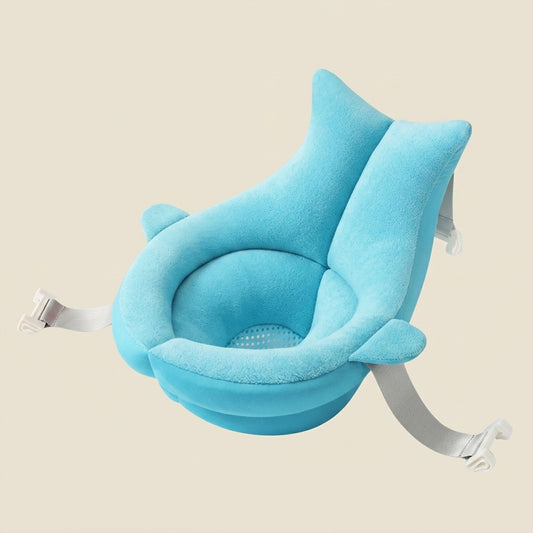 Portable Newborn Bath Mat - Cute Shark Shape Folding Cushion - Soft Skin-Friendly Bath Pad & Nursery Play Mat
