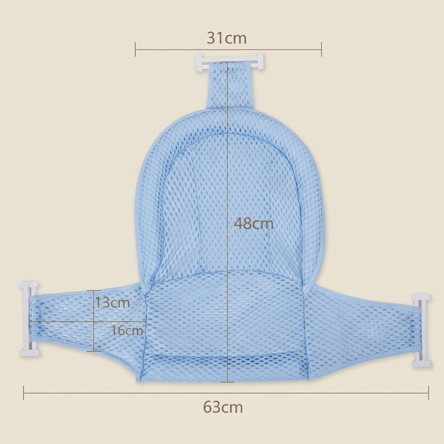 Non-Slip Baby Bath Mat - Adjustable Suspension Bath Net for Newborns - Breathable Soft Bathtub Recliner Seat