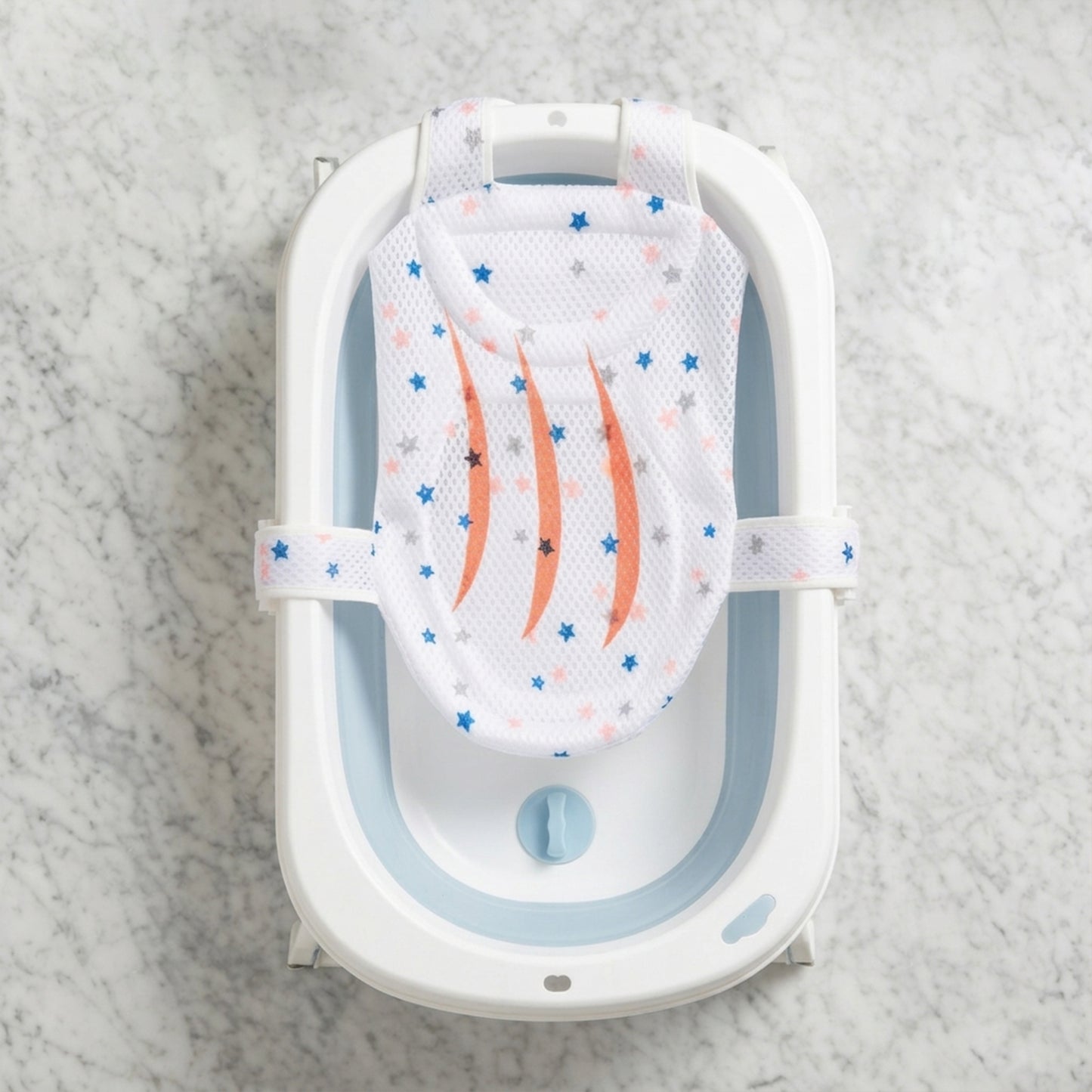 Non-Slip Baby Bath Mat - Adjustable Suspension Bath Net for Newborns - Breathable Soft Bathtub Recliner Seat