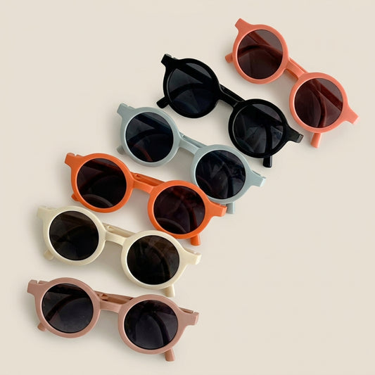 Foldable Kids Sunglasses - Portable Round Sun Glasses for Boys & Girls - Cute Baby Shades & Street Beat Eyewear