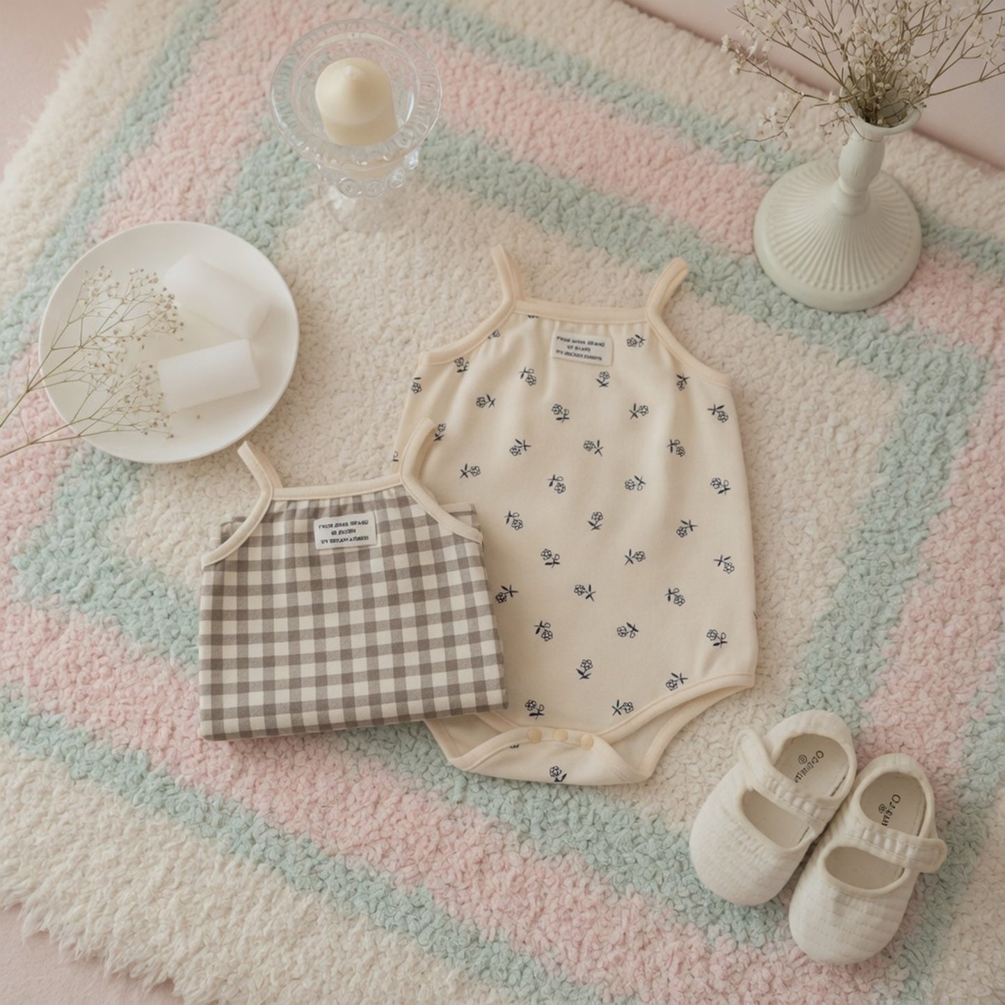 Summer Baby Sleeveless Romper - Cotton Elastane Button Bodysuit - Casual Cartoon Bunny Onesie for Newborns 0-12M