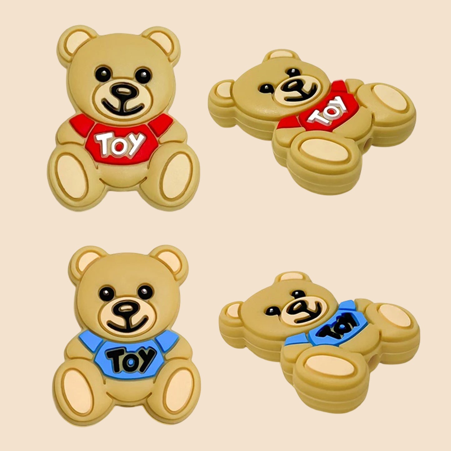 1-Set Bear Silicone Pacifier Chain - Anti-Loss Dummy Clip - Food-Grade Soothing Nursing Accessories for Infants
