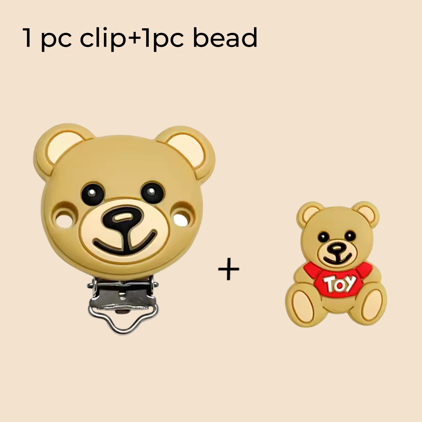 1-Set Bear Silicone Pacifier Chain - Anti-Loss Dummy Clip - Food-Grade Soothing Nursing Accessories for Infants