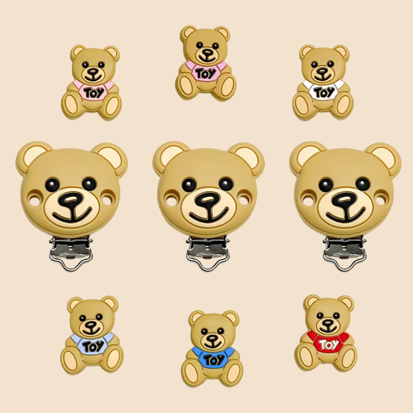 1-Set Bear Silicone Pacifier Chain - Anti-Loss Dummy Clip - Food-Grade Soothing Nursing Accessories for Infants
