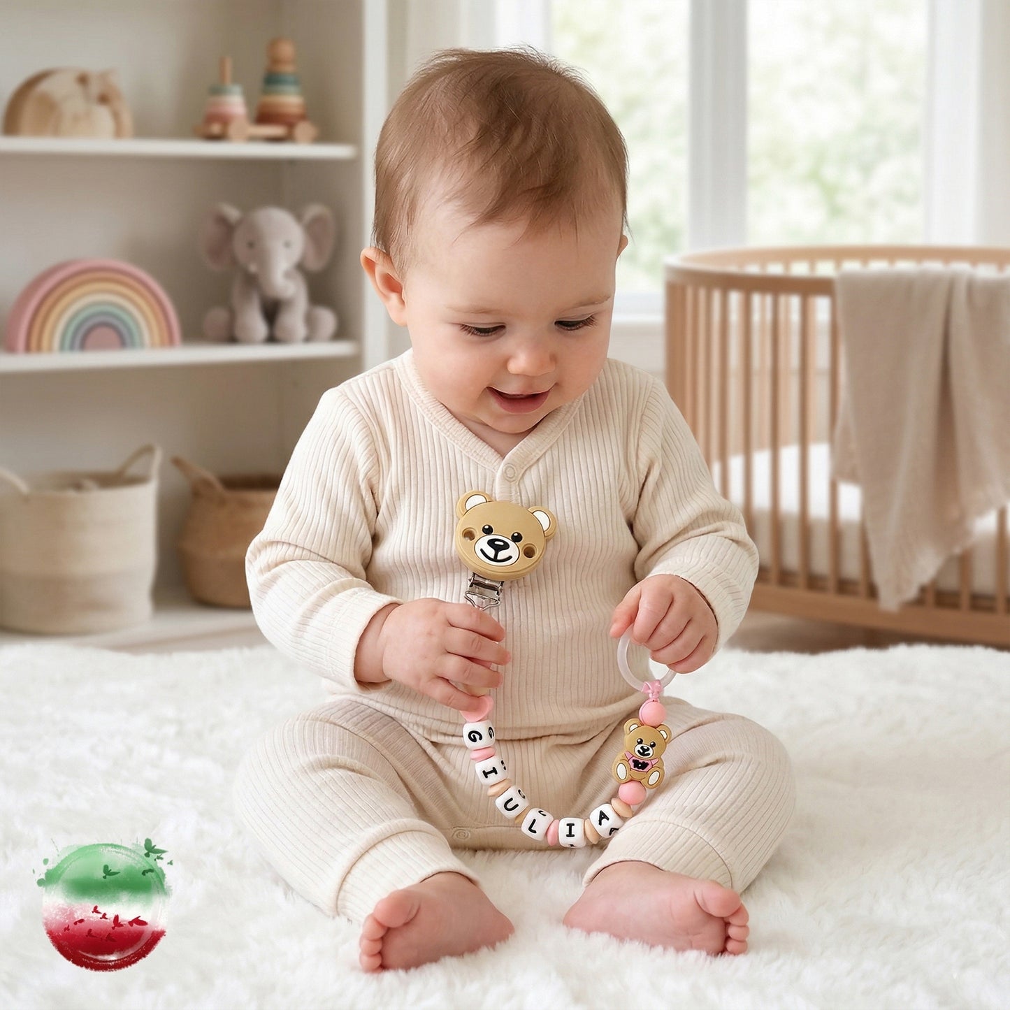 1-Set Bear Silicone Pacifier Chain - Anti-Loss Dummy Clip - Food-Grade Soothing Nursing Accessories for Infants