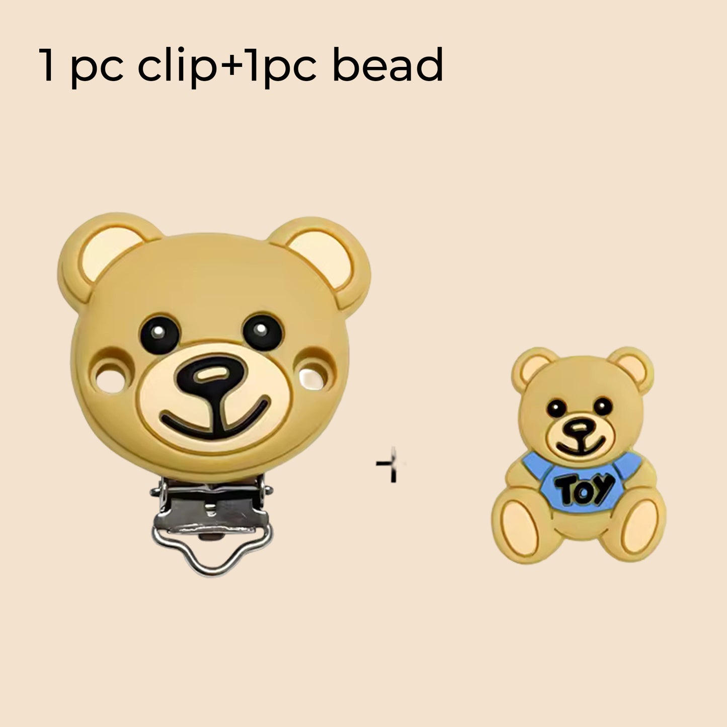 1-Set Bear Silicone Pacifier Chain - Anti-Loss Dummy Clip - Food-Grade Soothing Nursing Accessories for Infants