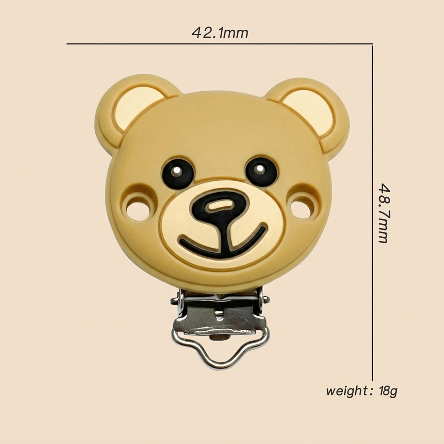 1-Set Bear Silicone Pacifier Chain - Anti-Loss Dummy Clip - Food-Grade Soothing Nursing Accessories for Infants