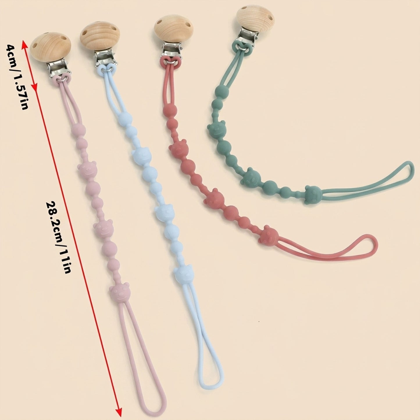 Silicone Baby Pacifier Clip - Anti-Loss Soothing Teether Chain - Safe Flexible Toy Lanyard for Strollers & Clothing