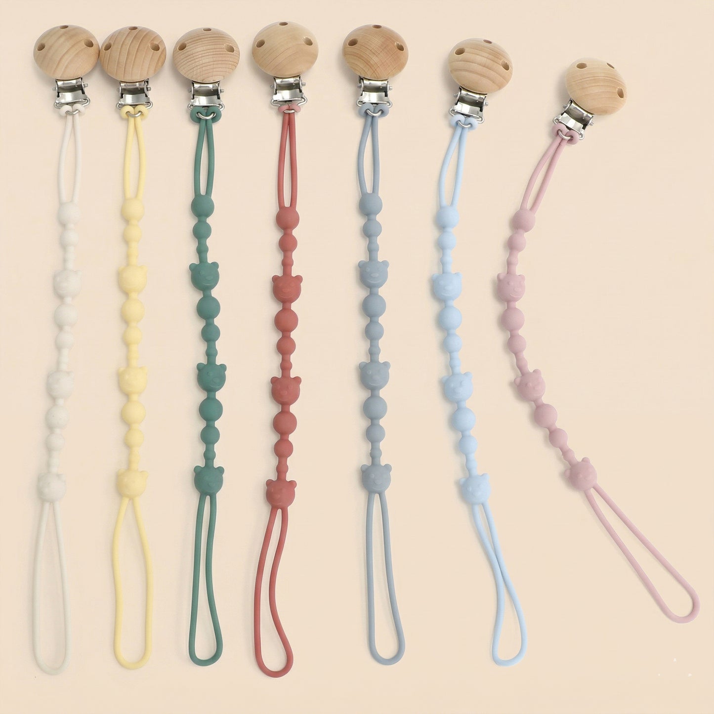 Silicone Baby Pacifier Clip - Anti-Loss Soothing Teether Chain - Safe Flexible Toy Lanyard for Strollers & Clothing