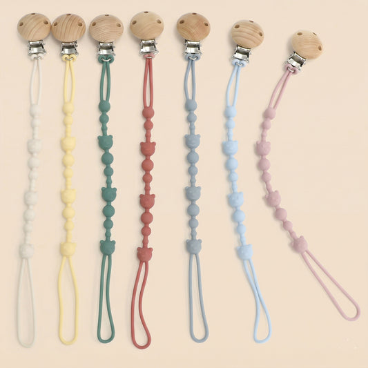 Silicone Baby Pacifier Clip - Anti-Loss Soothing Teether Chain - Safe Flexible Toy Lanyard for Strollers & Clothing
