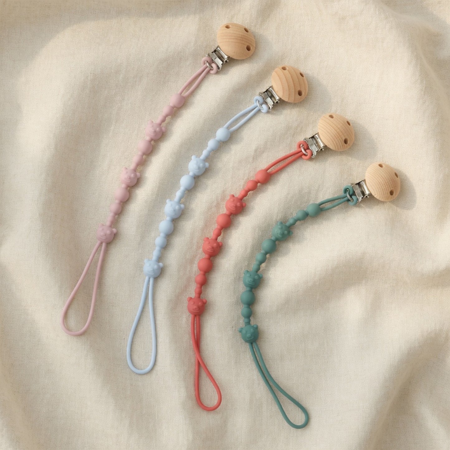 Silicone Baby Pacifier Clip - Anti-Loss Soothing Teether Chain - Safe Flexible Toy Lanyard for Strollers & Clothing