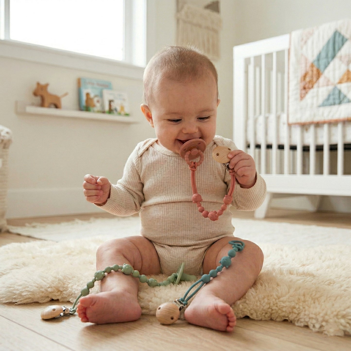 Silicone Baby Pacifier Clip - Anti-Loss Soothing Teether Chain - Safe Flexible Toy Lanyard for Strollers & Clothing