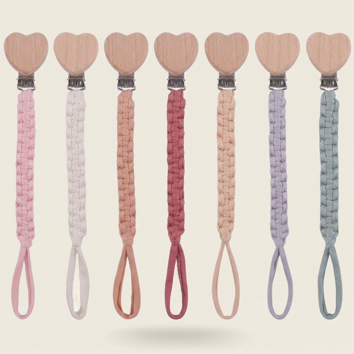 Personalized Wooden Baby Pacifier Clip - Custom Name Cloth Weaving Dummy Holder - Safe Newborn Teether Pendant Gift