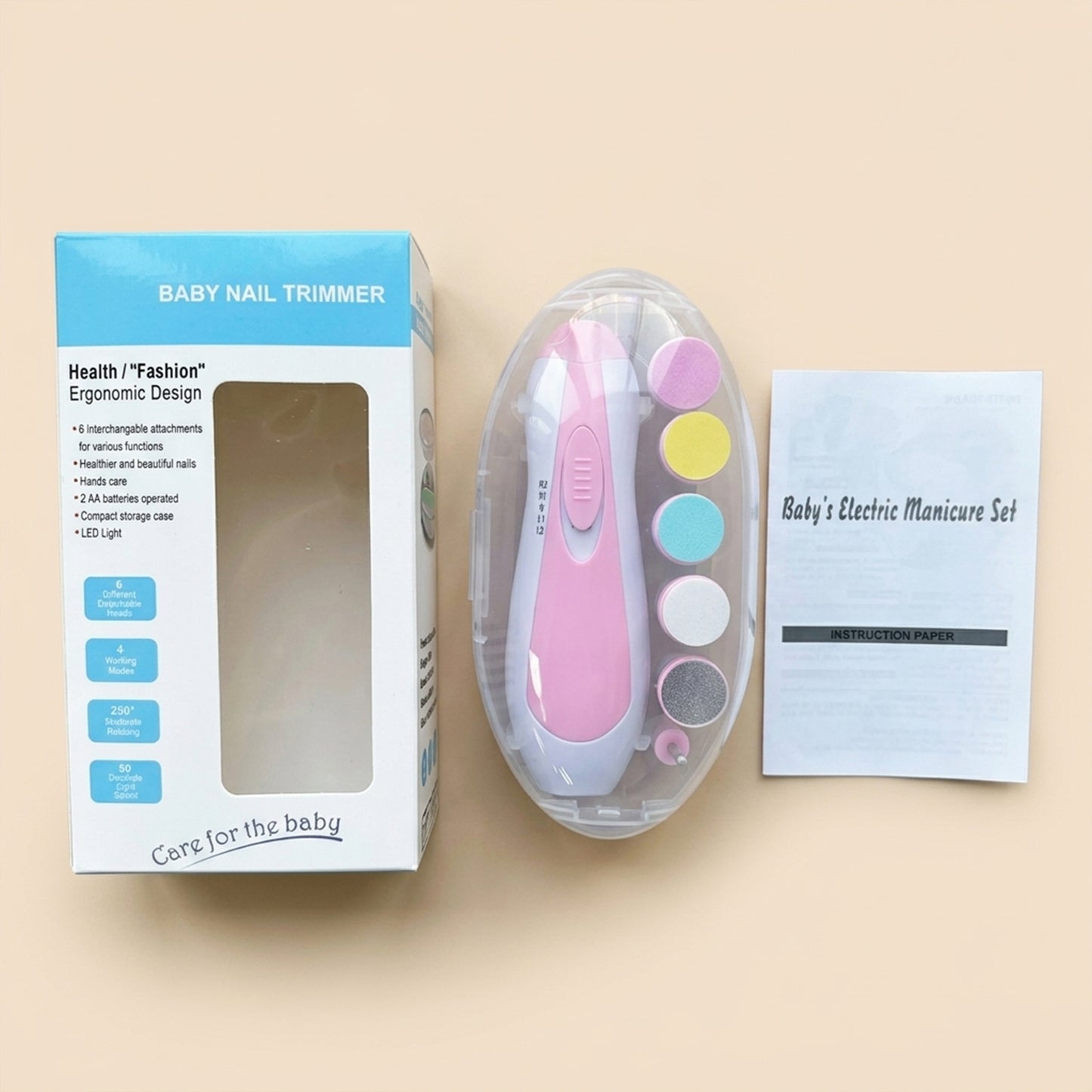 Electric Baby Nail Trimmer Set - Safe Multifunctional Manicure Tool - Portable Baby Nail File & Clippers for Toes & Fingernails