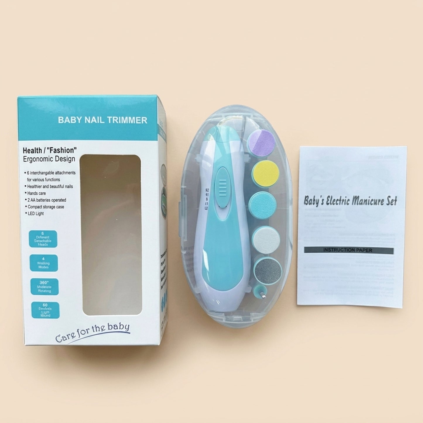 Electric Baby Nail Trimmer Set - Safe Multifunctional Manicure Tool - Portable Baby Nail File & Clippers for Toes & Fingernails