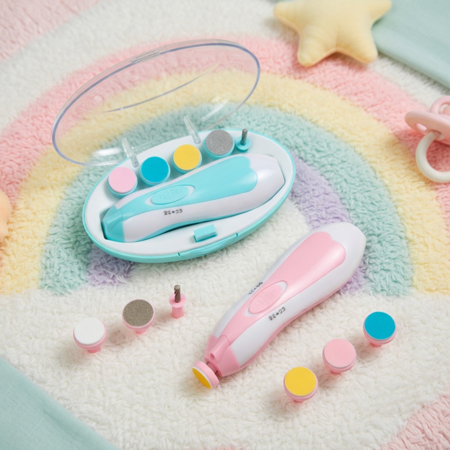 Electric Baby Nail Trimmer Set - Safe Multifunctional Manicure Tool - Portable Baby Nail File & Clippers for Toes & Fingernails