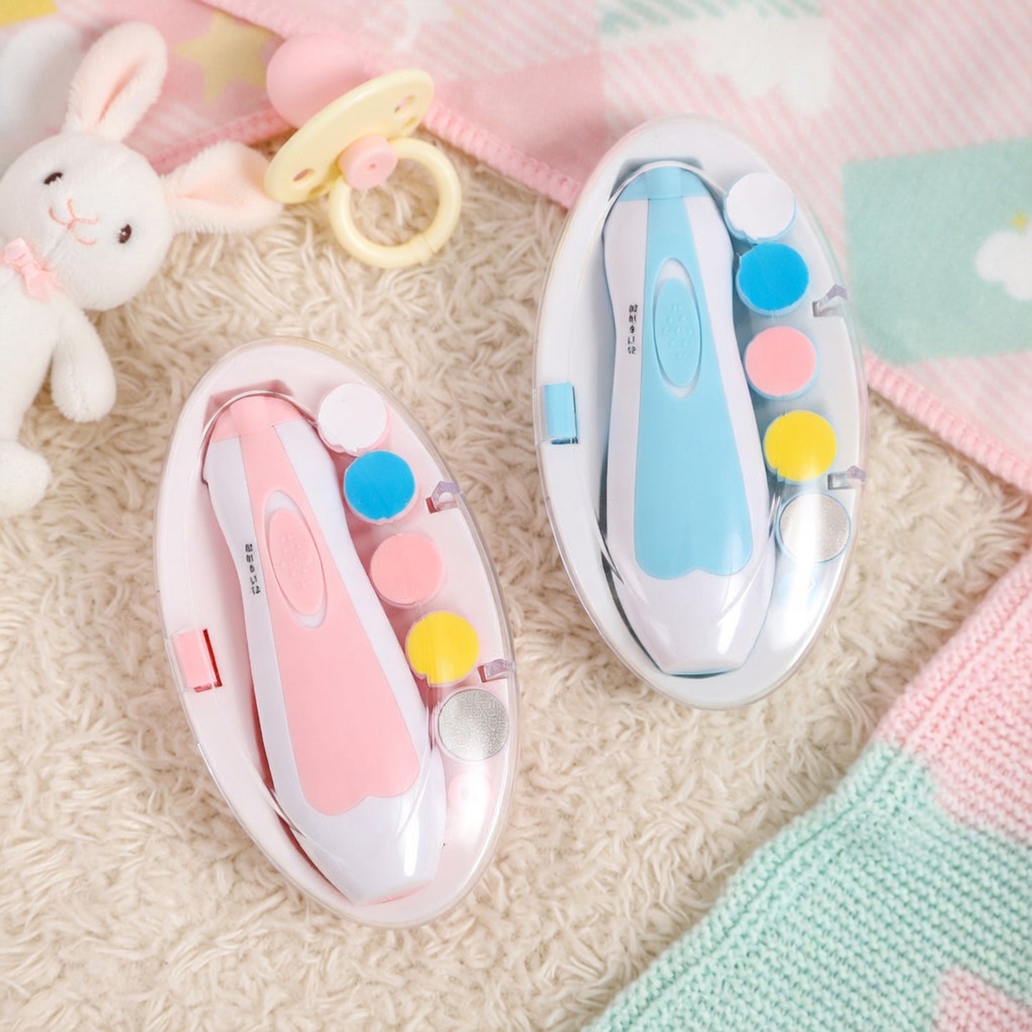 Electric Baby Nail Trimmer Set - Safe Multifunctional Manicure Tool - Portable Baby Nail File & Clippers for Toes & Fingernails