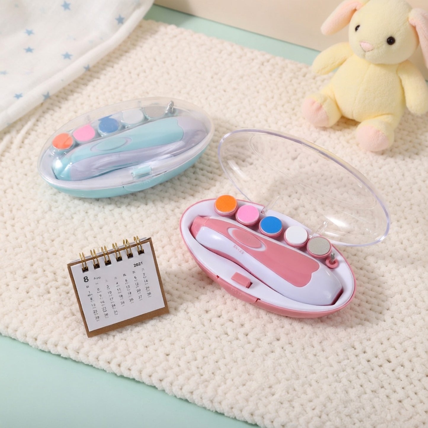 Electric Baby Nail Trimmer Set - Safe Multifunctional Manicure Tool - Portable Baby Nail File & Clippers for Toes & Fingernails