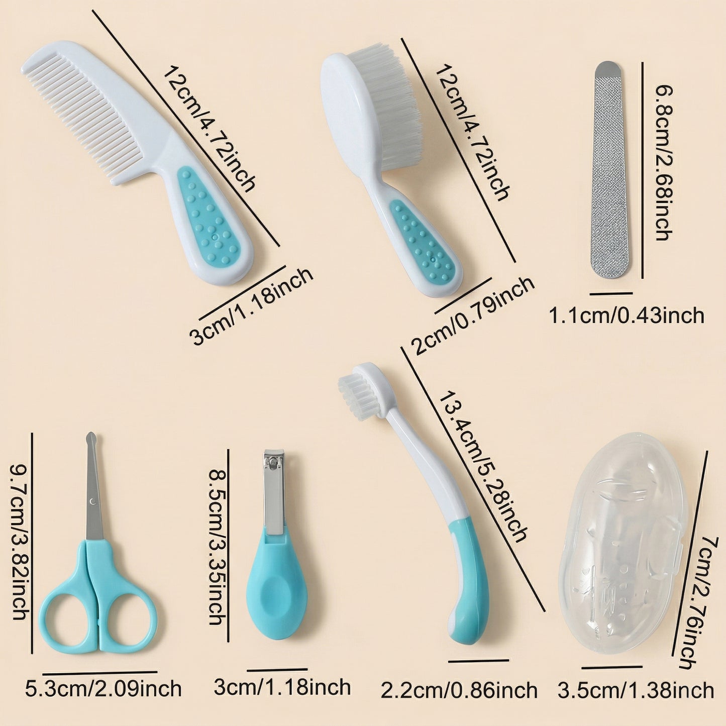 6-Piece Baby Care Kit - Essential Newborn Grooming Set - Professional Nail Clipper, Brush, Comb & Scissors Set