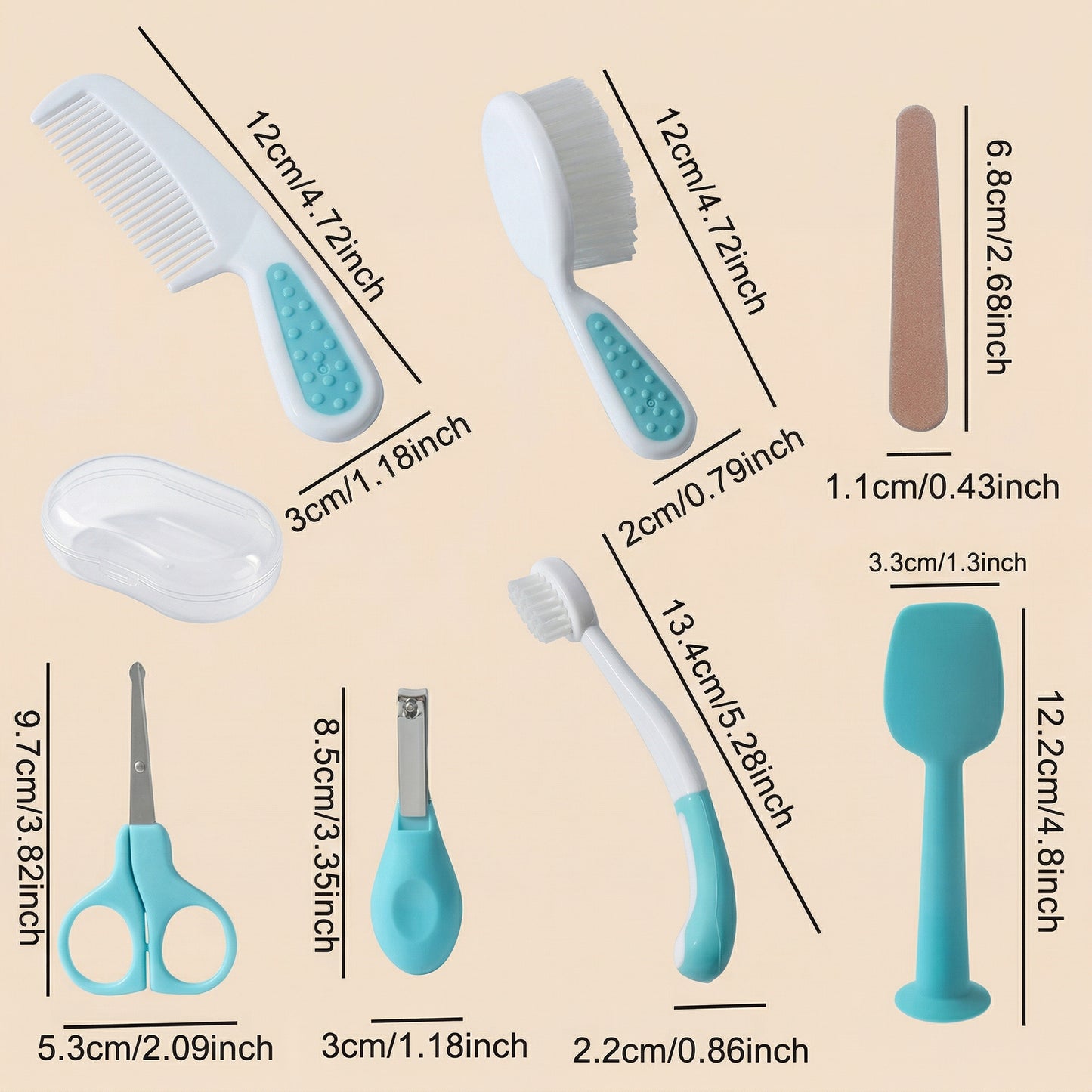 6-Piece Baby Care Kit - Essential Newborn Grooming Set - Professional Nail Clipper, Brush, Comb & Scissors Set