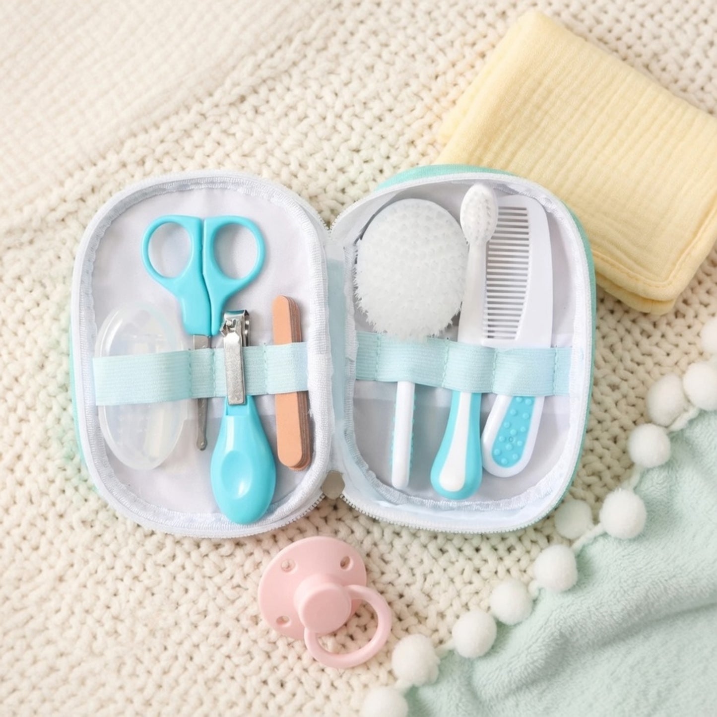 6-Piece Baby Care Kit - Essential Newborn Grooming Set - Professional Nail Clipper, Brush, Comb & Scissors Set