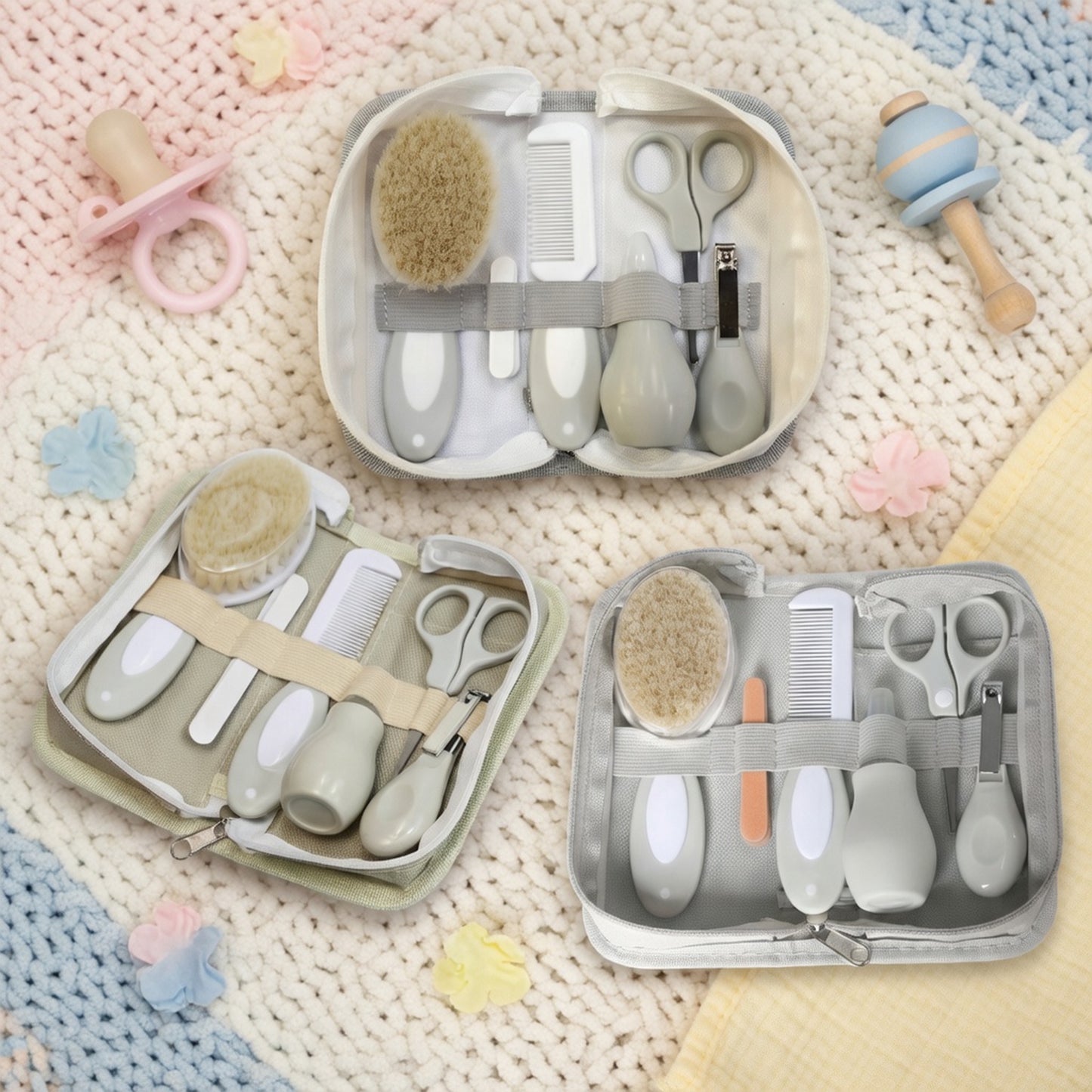 6-Piece Baby Care Kit - Essential Newborn Grooming Set - Professional Nail Clipper, Brush, Comb & Scissors Set