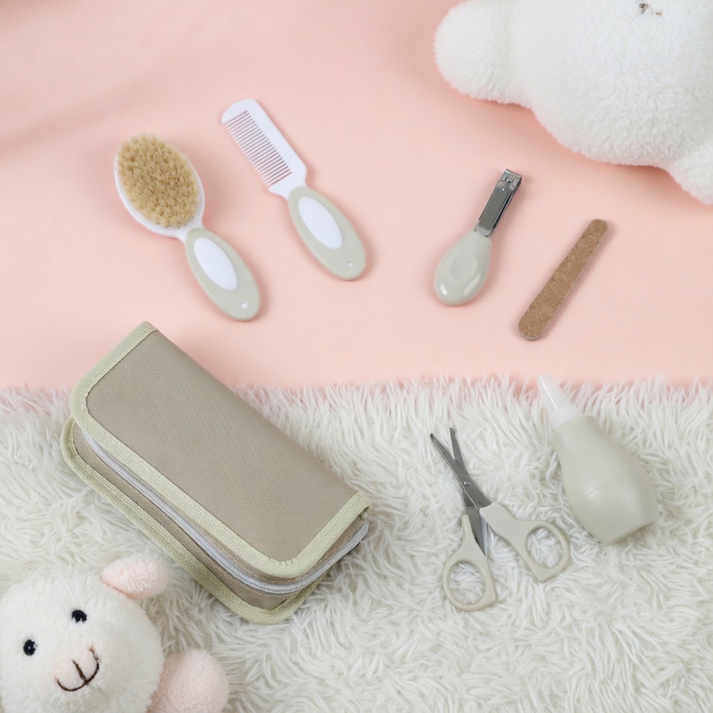 6-Piece Baby Care Kit - Essential Newborn Grooming Set - Professional Nail Clipper, Brush, Comb & Scissors Set