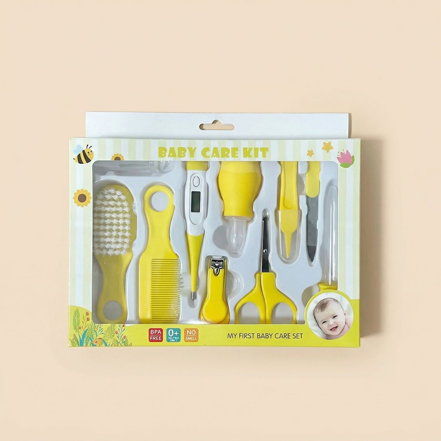 10-Piece Baby Essentials Kit - Complete Grooming & Healthcare Set - Professional Nail Trimmer, Hairbrush & Thermometer Set