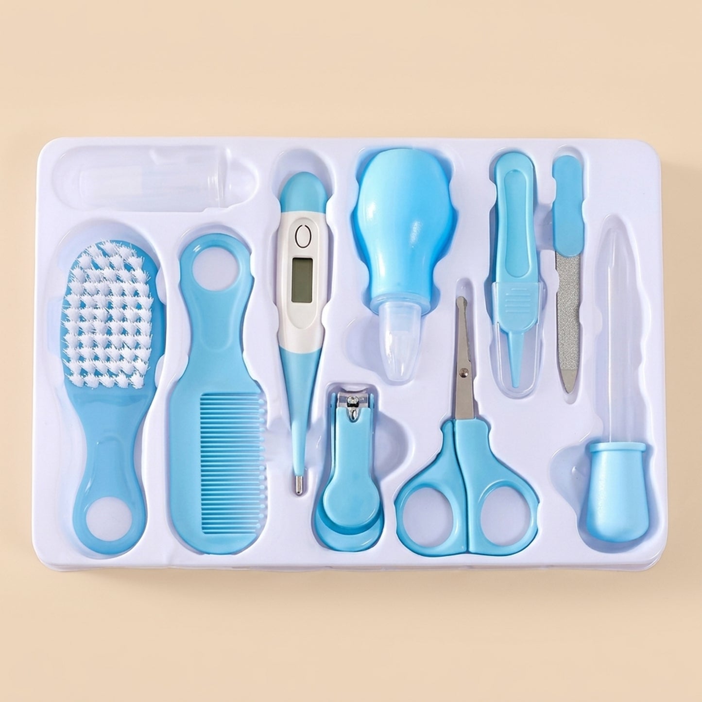 10-Piece Baby Essentials Kit - Complete Grooming & Healthcare Set - Professional Nail Trimmer, Hairbrush & Thermometer Set