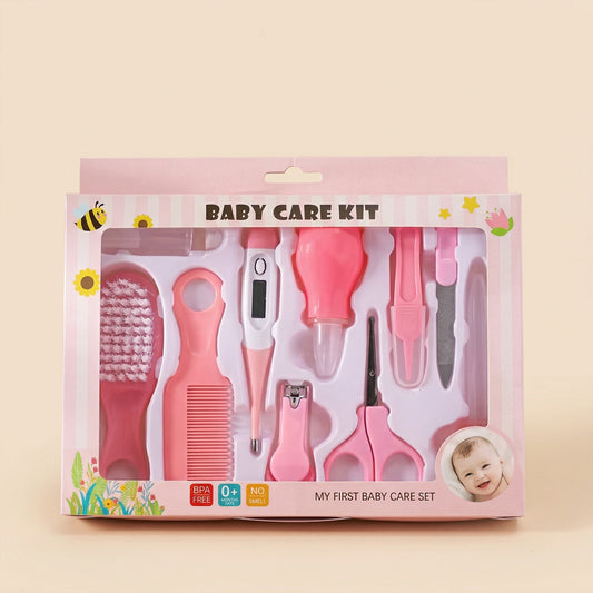 10-Piece Baby Essentials Kit - Complete Grooming & Healthcare Set - Professional Nail Trimmer, Hairbrush & Thermometer Set